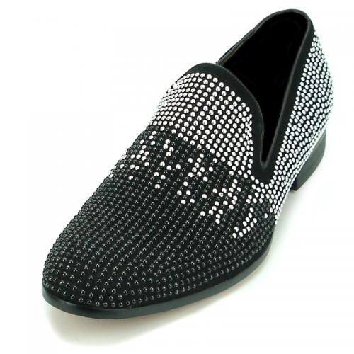 Fiesso Black / Silver Genuine Leather Shoes FI7208.